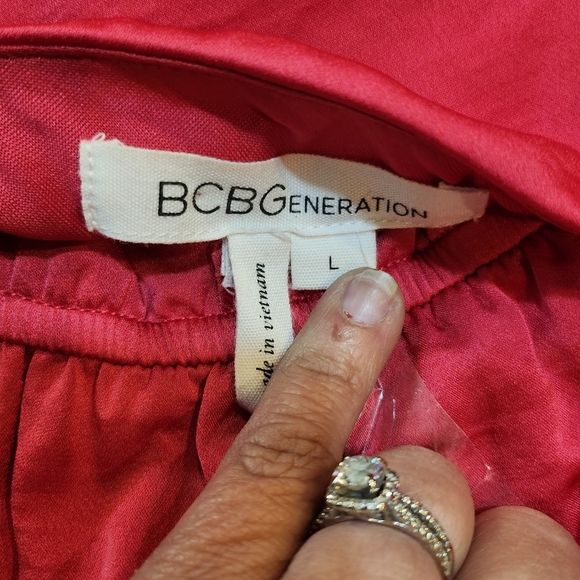 BCBGeneration One Shoulder Lollipop Blouson Ruffle Mini Dress Size L In Hot Pink - Picture 9 of 12